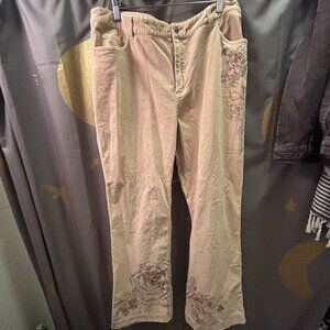 J Jill Re: Limited Edition Corduroy Pants Embroidered & Stoned Tan‎ Size 16 Plus